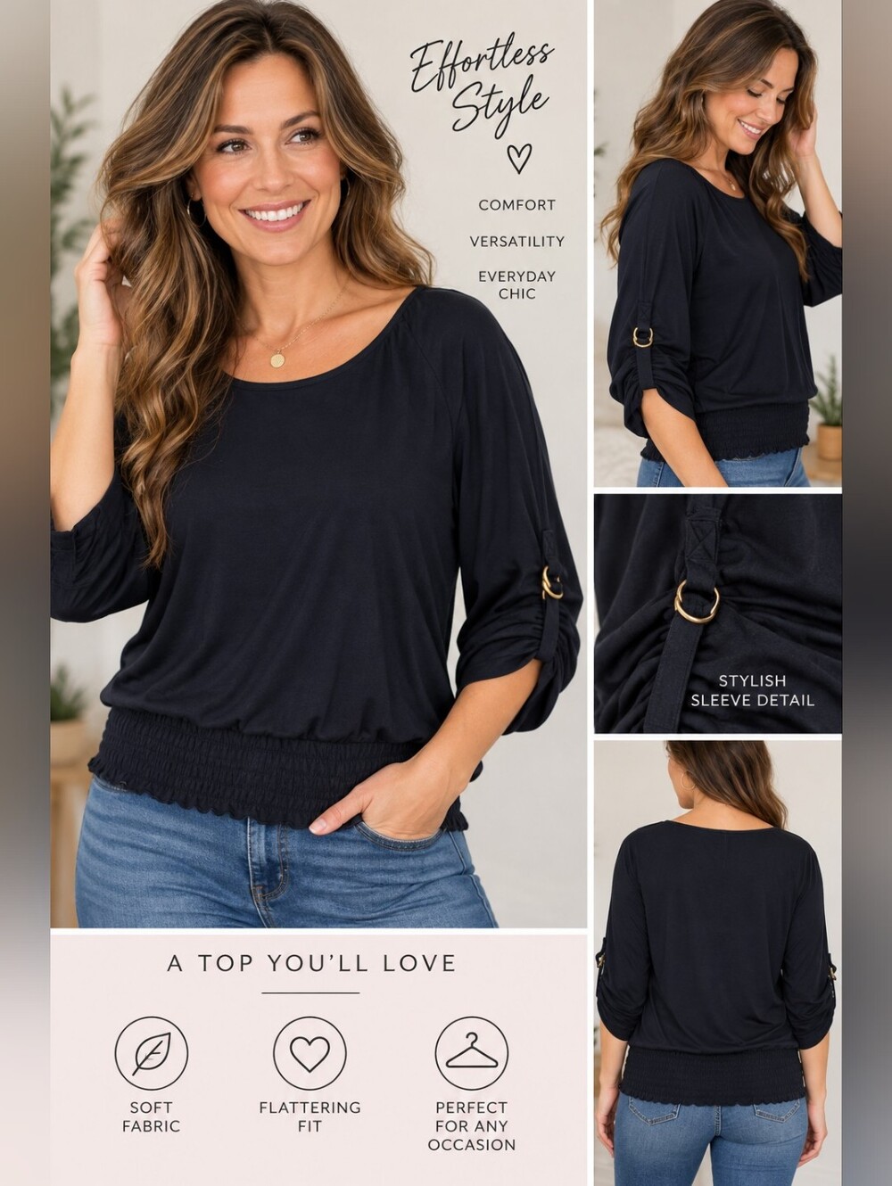 New new directions Women's XL blue long sleeve blouse #03